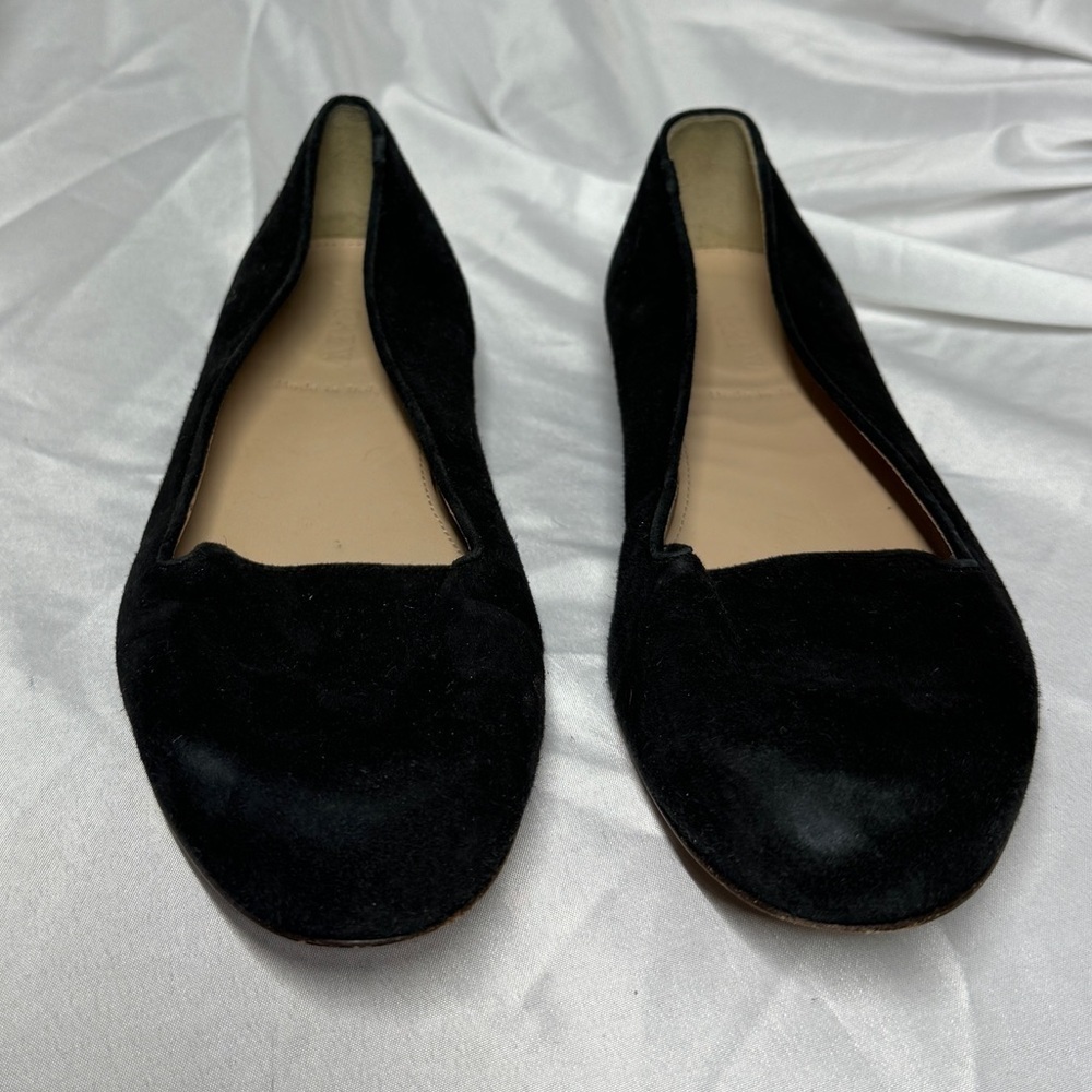 J. Crew Black Suede Smoking Loafer Flat Shoes Size 6.5 - Picture 2 of 16